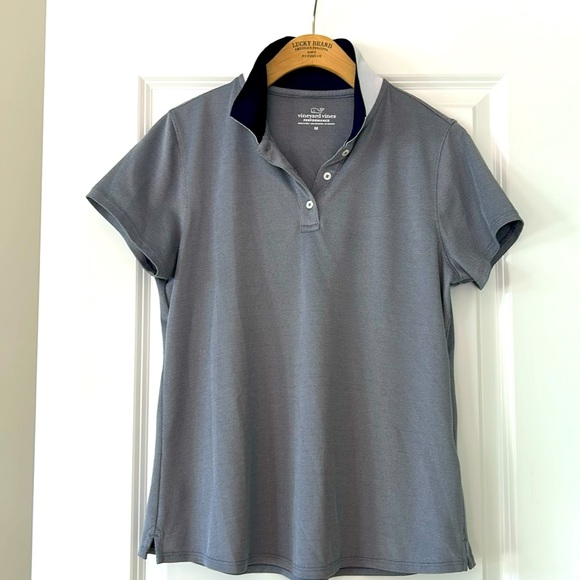 Vineyard Vines Performance Polo Shirt Silvery Blue Medium w MEASUREMENTS! - Picture 1 of 13